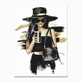 Woman In Black Hat Canvas Print