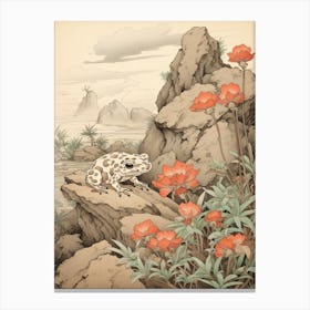 Vintage Japanese Frog Burrow 6 Canvas Print