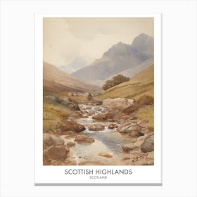 Scottish Highlands 3 Watercolour Travel Poster Canvas Print