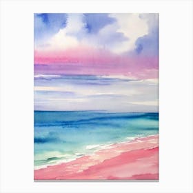 Amadores Beach, Gran Canaria, Spain Pink Watercolour Canvas Print