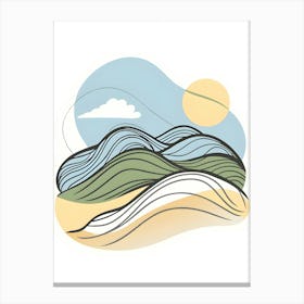 Landscape With Mountains And Sun Canvas Print