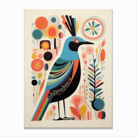 Colourful Scandi Bird Roadrunner 3 Canvas Print