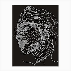 Simplicity Black And White Lines Woman Abstract 1 Canvas Print