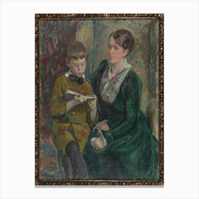 Mrs,Esther Cederhvarf With Her Son,1916, By Magnus Enckell Canvas Print