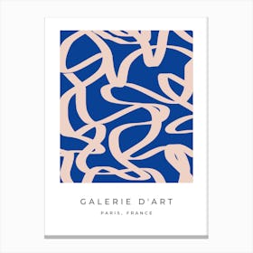 Blue And Beige Mid Century Modern Abstract Lines Canvas Print