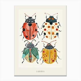 Colourful Insect Illustration Ladybug 31 Poster Canvas Print