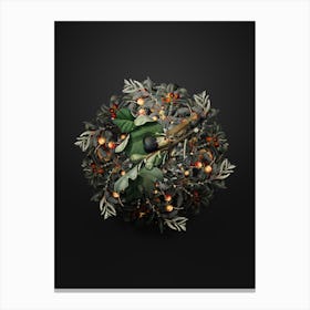 Vintage Fig Branch with Bird Fruit Wreath on Wrought Iron Black n.1139 Canvas Print