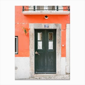 Lisbon Door 29 Orange Wall Charm Canvas Print