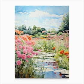 Monets Garden Usa Watercolour 3 Canvas Print