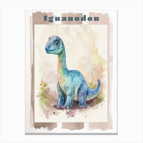 Cute Cartoon Iguanodon Dinosaur 3 Poster Canvas Print