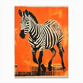 Zebra, Woodblock Animal  Drawing 4 Canvas Print