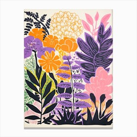 Colourful Botanical Risograph Style 15 Canvas Print