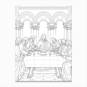 Line Art Inspired By The Last Supper 7 Canvas Print