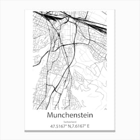 Munchenstein,Switzerland Minimalist Map Canvas Print