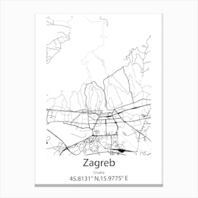 Zagreb,Croatia Minimalist Map Canvas Print