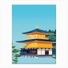 Kinkaku Ji Golden Pavilion Kyoto 2 Colourful Illustration Canvas Print
