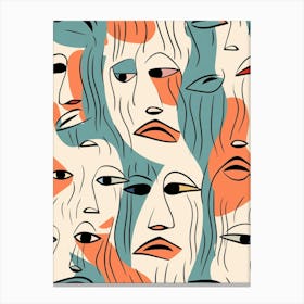 Modern Abstract Face Line Illustration 3 Canvas Print