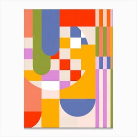 Bold and Playful Mid Century geometric Checks and stripes - Bauhaus Inspired Canvas Print