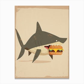 Shark Eating A Cheeseburger Muted Pastel 1 Canvas Print