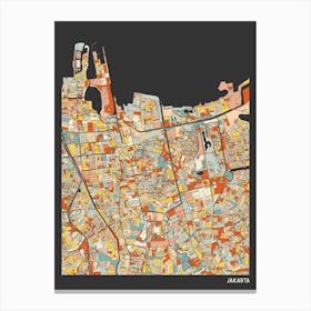 Jakarta Indonesia Central Map Canvas Print