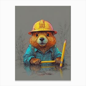 Bear In A Hard Hat Canvas Print