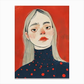 Girl With Polka Dots 2 Canvas Print