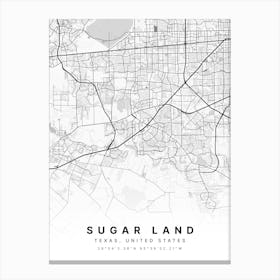 Sugar Land Texas USA White Map Stampe su tela