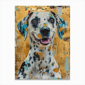 Dalmatian Dog Gold Effect Collage 4 Canvas Print