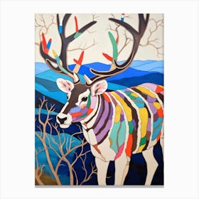 Maximalist Animal Painting Caribou 2 Canvas Print