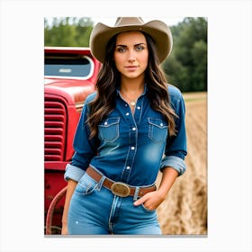 Cowgirl In Jeans 2 Canvas Print