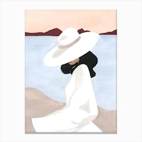 Woman In White Hat Canvas Print