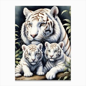 White Tiger Family 1 Canvas Print