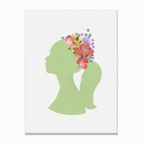 Silhouette with Pressed Flower Crown – Nature-Inspired Art Canvas Print