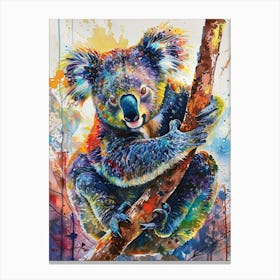 Koala Colourful Watercolour 2 Canvas Print