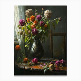 Baroque Floral Still Life Globe Amaranth 4 Canvas Print