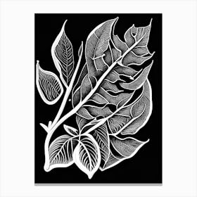 Sweet Bay Leaf Linocut 1 Canvas Print