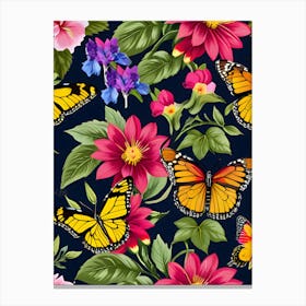 Seamless Pattern With Butterflies 10 Canvas Print