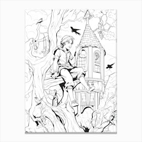 Neverland (Peter Pan) Fantasy Inspired Line Art 2 Canvas Print