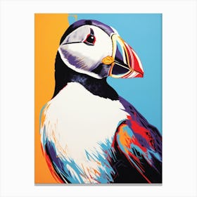 Andy Warhol Style Bird Puffin 1 Canvas Print