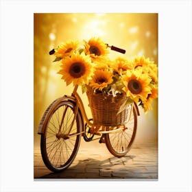 Sunflowers On A Bicycle. Cycling in Sunshine: Sunflowers Adorning a Sunny Bicycle. Canvas Print