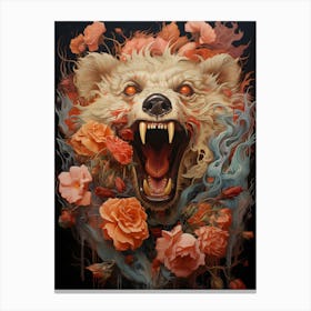 Bear With Flowers Canvas Print