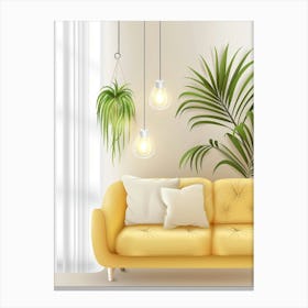 Yellow Sofa In Living Room Canvas Print