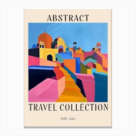 Abstract Travel Collection Poster Delhi India 2 Canvas Print