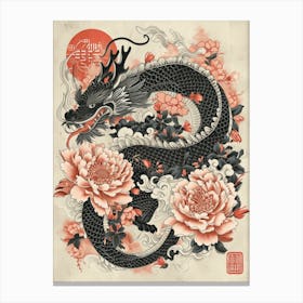 Lunar Year Of The Dragon 2024 Red And Black Canvas Print