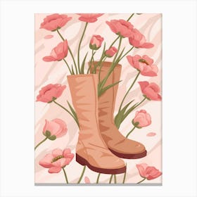 Boots And Flowers Canvas Print