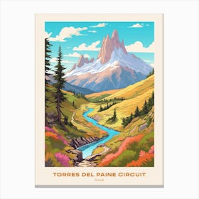 Torres Del Paine Circuit Chile 5 Hike Poster Canvas Print