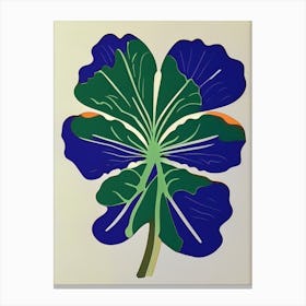 Shamrock Leaf Colourful Abstract Linocut Canvas Print