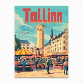 Aihrgdesign A 1970s Inspired Travel Poster For Tallinn 1 Canvas Print