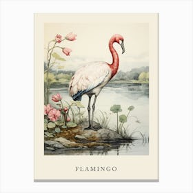Beatrix Potter Inspired  Animal Watercolour Flamingo 1 Canvas Print