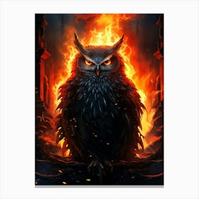 Owl On Fire Canvas Print